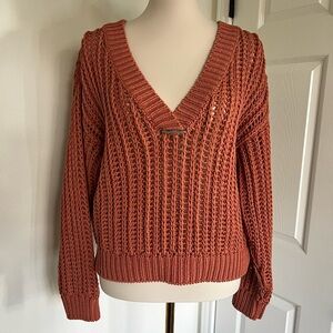 Brunello Cucinelli Woven Terracotta Sunset Handknit Sweater Size Small